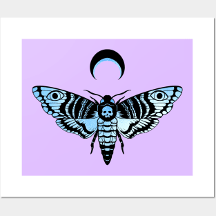 Death’s Head Moth Black and Blue Posters and Art